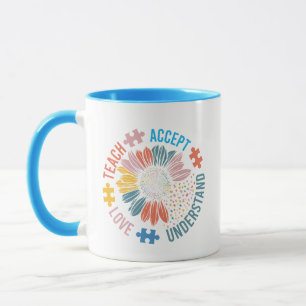 Caneca "Ensine Aceite Ame Entenda" Flor da Peça do Quebra