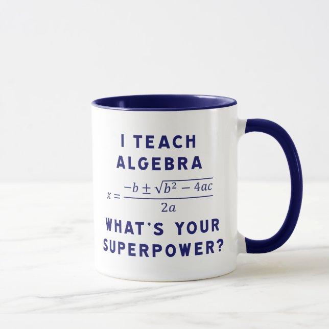 Caneca Ensino álgebra / Qual é a sua superpotência? (Direita)