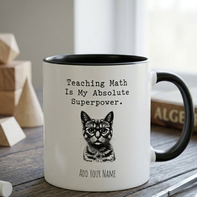 Caneca Ensino de Matemática Meu Superpoder Design de Educ (Criador carregado)