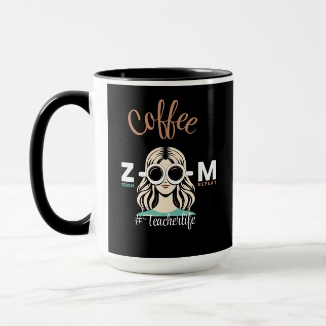 Caneca Ensino de Zoom do Café Repetir #TeacherLife (Esquerda)