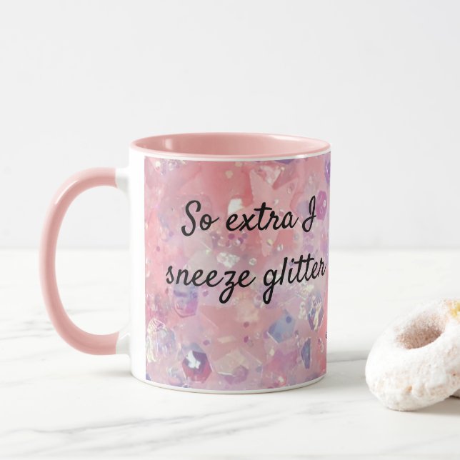 Caneca Então, EXTRA, eu espirro no Glitter presente para  (Com Donut)