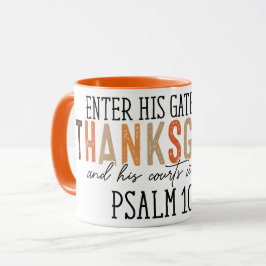 Caneca "Entre seus portões com Ação de Graças e Elogio"
