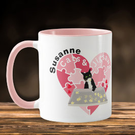 Caneca Entusiasta de Quebra-cabeça e amante de gatos