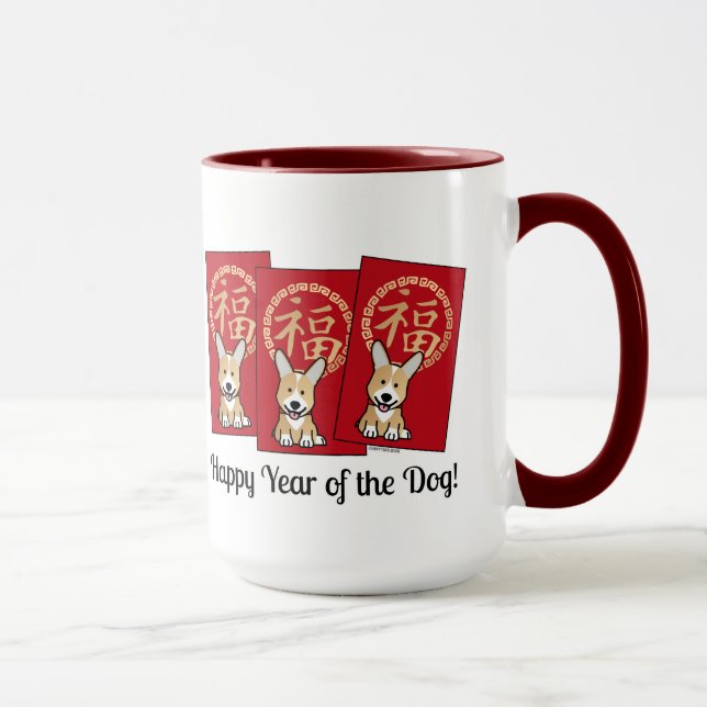 Caneca Envelope Vermelho Chinês - Ano Sortudo do Corgi (Direita)