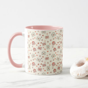 Caneca Envelopes Fofos & Corações Sem Costura do Dia dos 