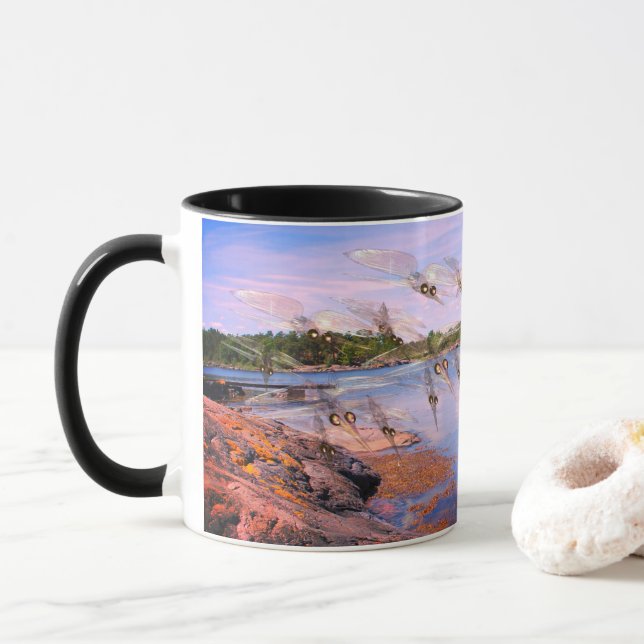 Caneca enxame de mosquito, fiorde escandinávia, (Com Donut)