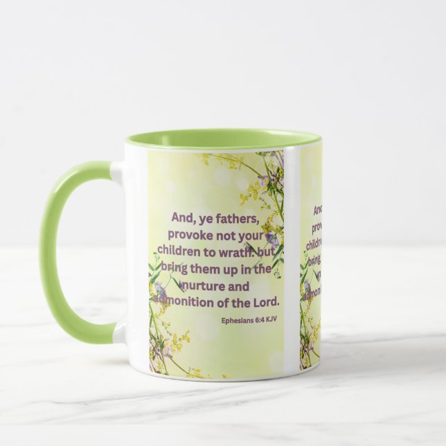Caneca Ephesianos 6:4 KJV Escritura de Bíblia Pic Dois To (Esquerda)