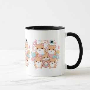 Caneca Equipe de Anéis de Hamster Kawaii