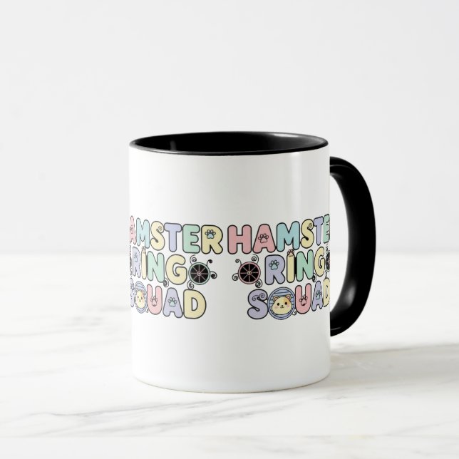 Caneca Equipe de Anel de Hamster Fofa Design Pastel (Frente Esquerda)