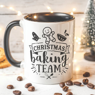 Caneca Equipe de Confeitaria de Natal Fofo Preto Feriado