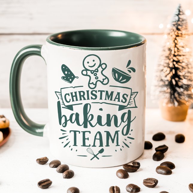 Caneca Equipe de Confeitaria de Natal Verde Fofo Férias (Criador carregado)