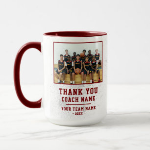 Caneca Equipe de Treinador Obrigado Foto do Nome Vermelho