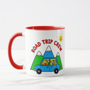 Caneca Equipe de Viagem de Carro Desenho Infantil