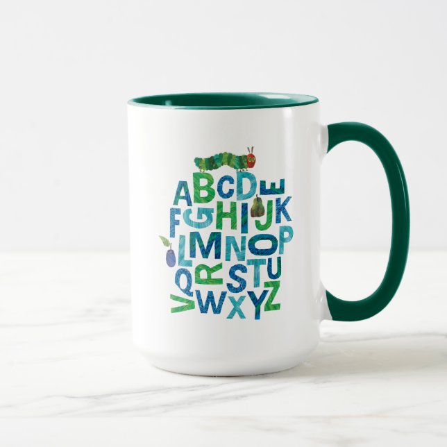 Caneca Eric Carle | Padrão das letras das lagartas alfabé (Direita)