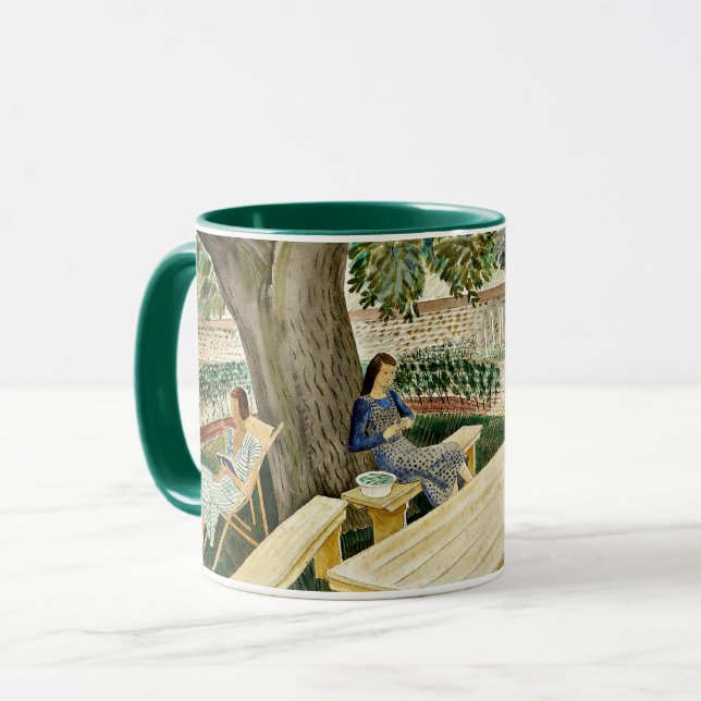 Caneca Eric Ravilious - Duas Mulheres num Jardim, (Frente Esquerda)