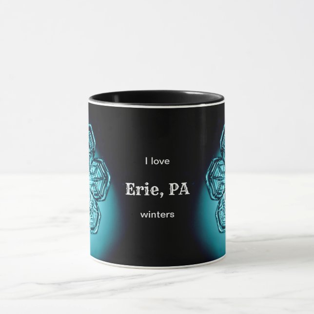 Caneca Erie PA I Love Custom City Winters Snowflake Mug (Centro)