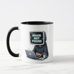 Caneca Erro 404 Cérebro Não Encontrado Design Divertido –