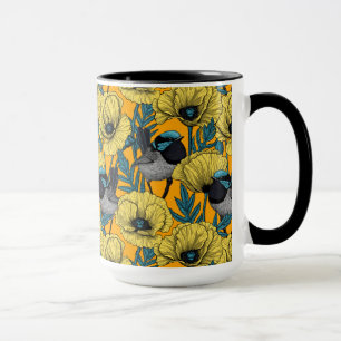 Caneca Erva de fada e papoila em amarelo