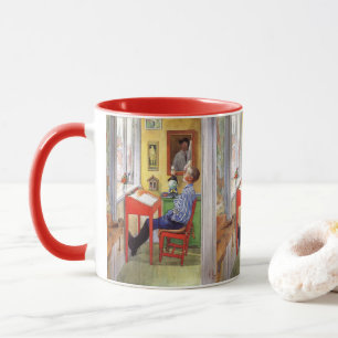 Caneca Esbjorn Fazendo Seu Dever de Casa por Carl Larsson