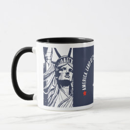 Caneca Esboço da Estátua da Liberdade com Acento Azul-Mar