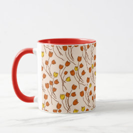 Caneca Esboço de Tulipas Cottage Retrô | Cozinha Retrô