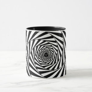 Caneca Escadaria em Espiral de Redemoinho Preto e Branco