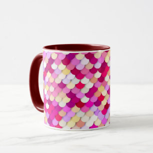 Caneca "Escamas de Dragão" - magenta, rosa e dourado