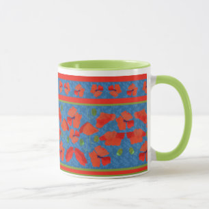 Caneca Escarlate Field Poppies Border Ringer Coffee Mug