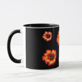Caneca Escarlate Flowers em preto