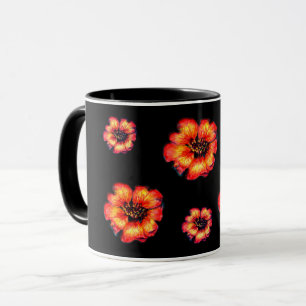 Caneca Escarlate Flowers em preto