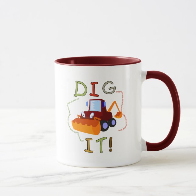 Caneca Escavação do veículo da construção ele camiseta e (Direita)