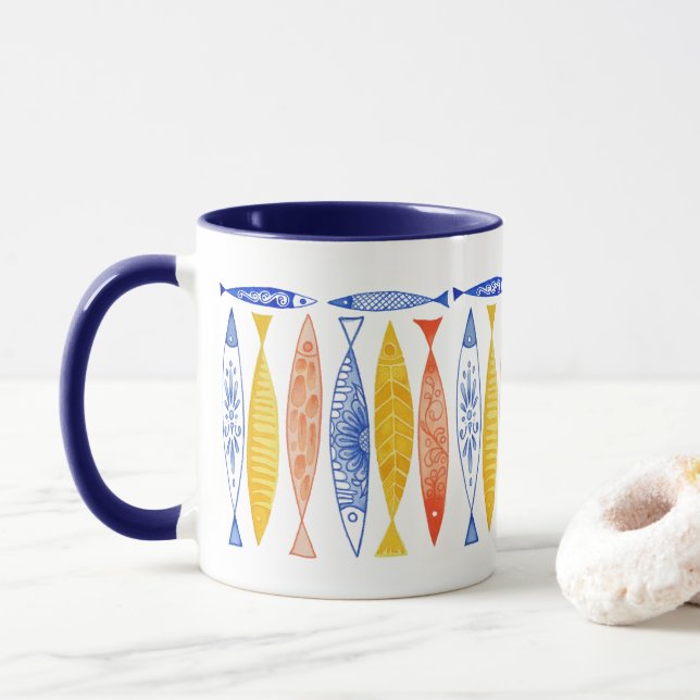 Caneca Escola de Verão de Mug de Peixe (Com Donut)