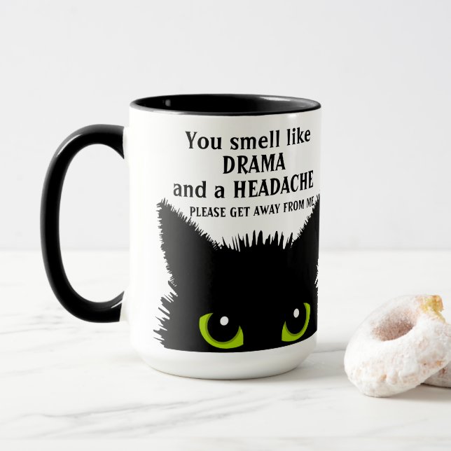 Caneca Escola Sarcástica de Drama de Gato e Cefaleias (Com Donut)