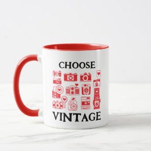 Caneca Escolha Colagem de Câmera Retro Vintage
