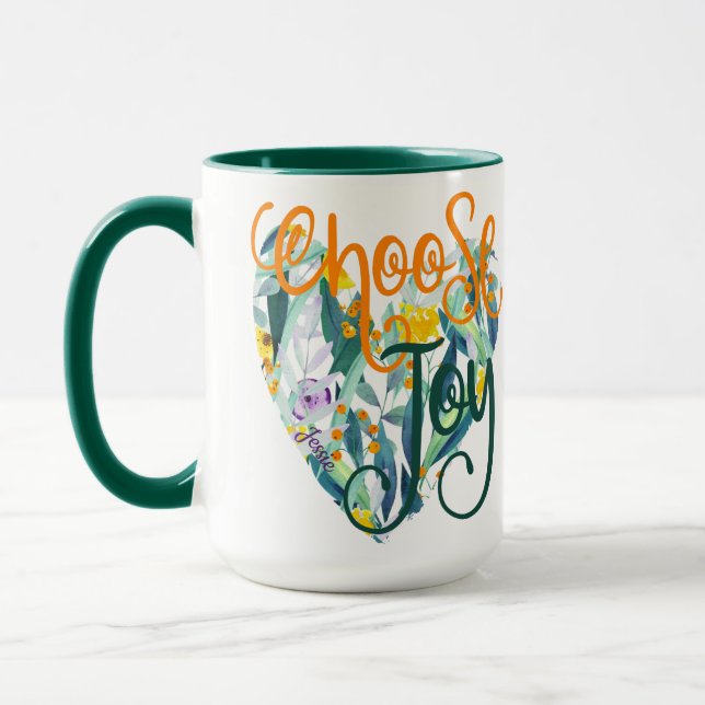 Caneca Escolha Joy Floral Heart Name (Esquerda)