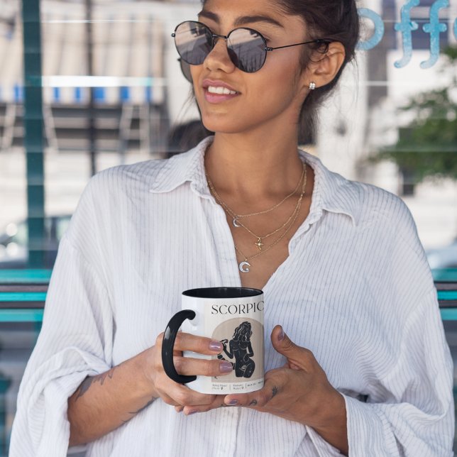 Caneca Escorpião Feminino Zodiac Design Brown Black 15 OZ (Criador carregado)