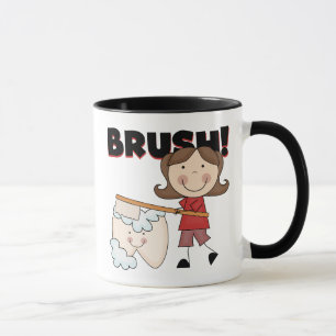Caneca ESCOVA - menina com camiseta e presentes do dente
