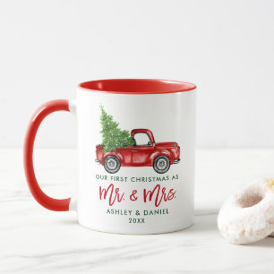 Caneca Escrita de Bruxelas Primeiro Natal Sr. Truck Red