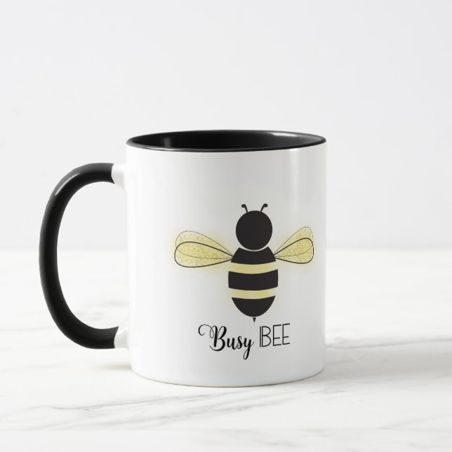 Caneca Escritório de Ilustração Whimsical de Bee Buzz Bus (Esquerda)