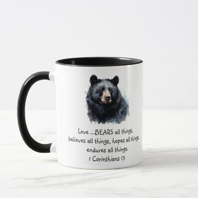 Caneca Escritura 1 Corinthians 13:4 O amor é (Esquerda)