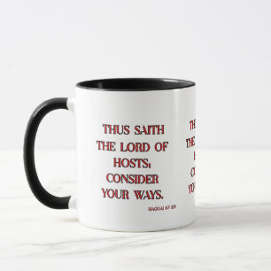 Caneca Escritura Cristã Versa da Bíblia KJV de Haggai 1:7