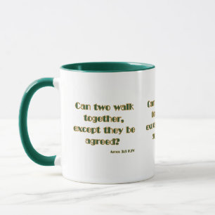Caneca Escritura de Bíblia Amos 3:3 KJV de dois tons