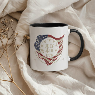 Caneca Escudo da Bandeira de 4 de Julho de 1776 Vintage
