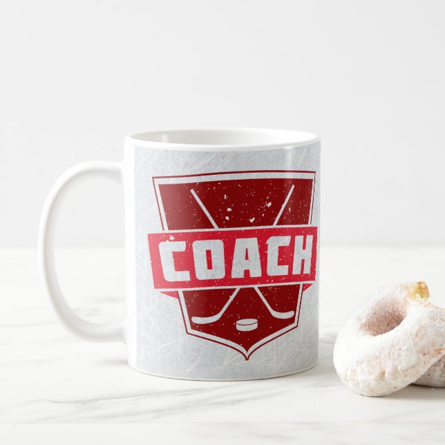Caneca Escudo Estilo Retro Treinador de Hóquei (Com Donut)