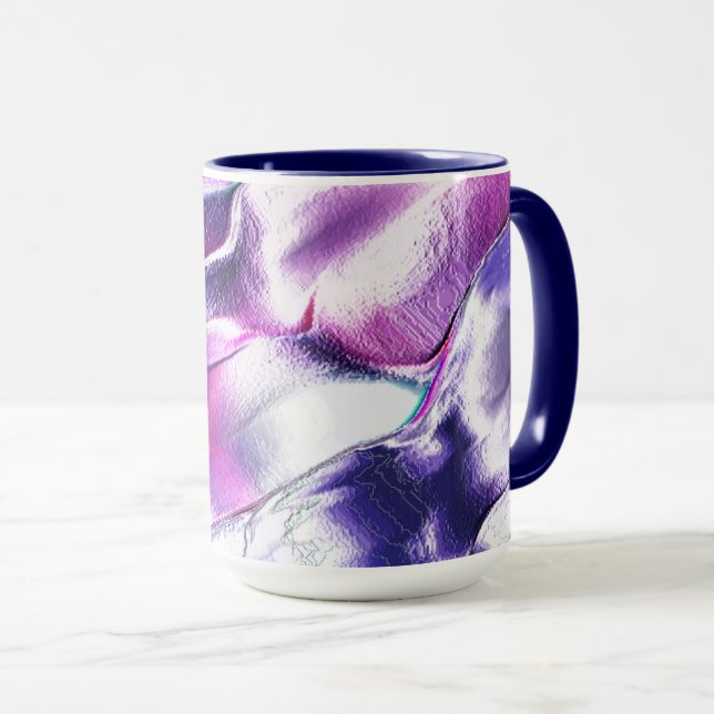Caneca Esculido de metal fosco, em roxo e lilás (Frente Esquerda)