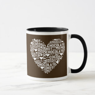 Caneca escura do amor do cacau do chocolate quente