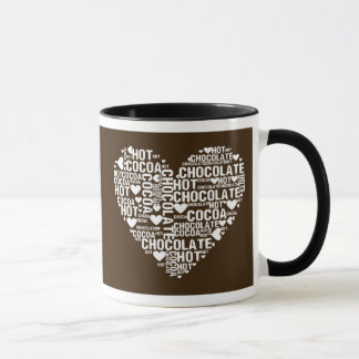 Caneca escura do amor do cacau do chocolate quente