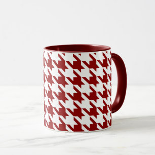 Caneca Escuro - Houndstooth branco vermelho Pied de Poule