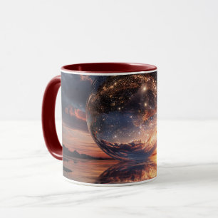 Caneca Esfera Reflexiva Surreal Contendo Estrelas