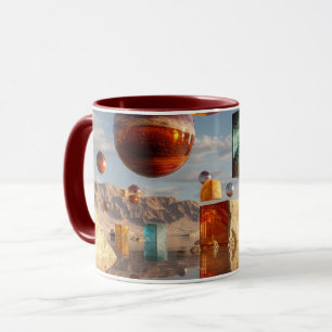 Caneca Esferas e Cubos Flutuantes Surrealistas